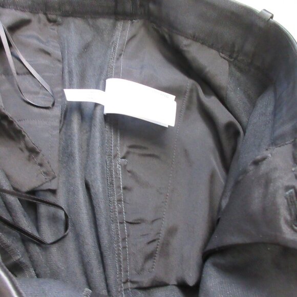 J Crew Women Faux Leather Pencil Skirt 18 Black Midi Front Slit Party Luxury 364 - Picture 9 of 14